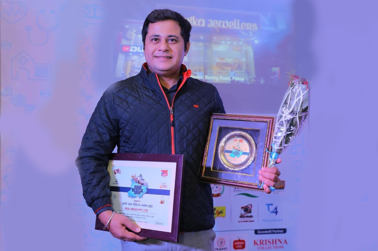  We are thrilled to be recognized with the prestigious Acharya Charak Chikitsa
										Samman 2022. This achievement reflects our commitment to contributing to the
										community of Patna and beyond. A moment of great pride for Real Green Homes Pvt.
										Ltd..